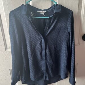 H&M Navy Textured Button-Down Shirt